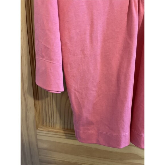 LL Bean Top Women's Medium Pink Henley Pleated Bib Front Supima 3/4 Sleeve - Picture 4 of 5